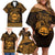 Personalized Flintshire Sir y Fflint Family Matching Off Shoulder Short Dress and Hawaiian Shirt Gold Four Choughs Celtic-inspired - Wonder Print Shop