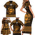 Personalized Flintshire Sir y Fflint Family Matching Short Sleeve Bodycon Dress and Hawaiian Shirt Gold Four Choughs Celtic-inspired - Wonder Print Shop