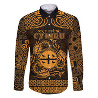Personalized Flintshire Sir y Fflint Family Matching Short Sleeve Bodycon Dress and Hawaiian Shirt Gold Four Choughs Celtic-inspired - Wonder Print Shop