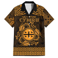 Personalized Flintshire Sir y Fflint Family Matching Summer Maxi Dress and Hawaiian Shirt Gold Four Choughs Celtic-inspired - Wonder Print Shop