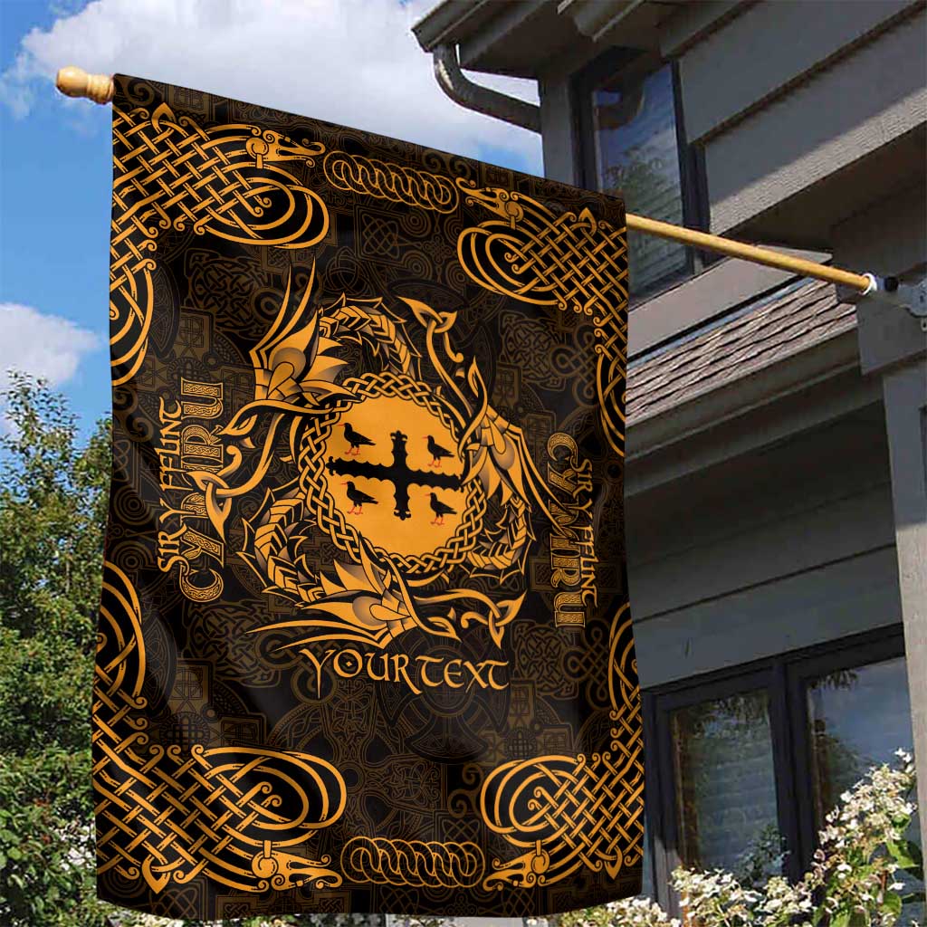 Personalized Flintshire Sir y Fflint Garden Flag Gold Four Choughs Celtic-inspired - Wonder Print Shop