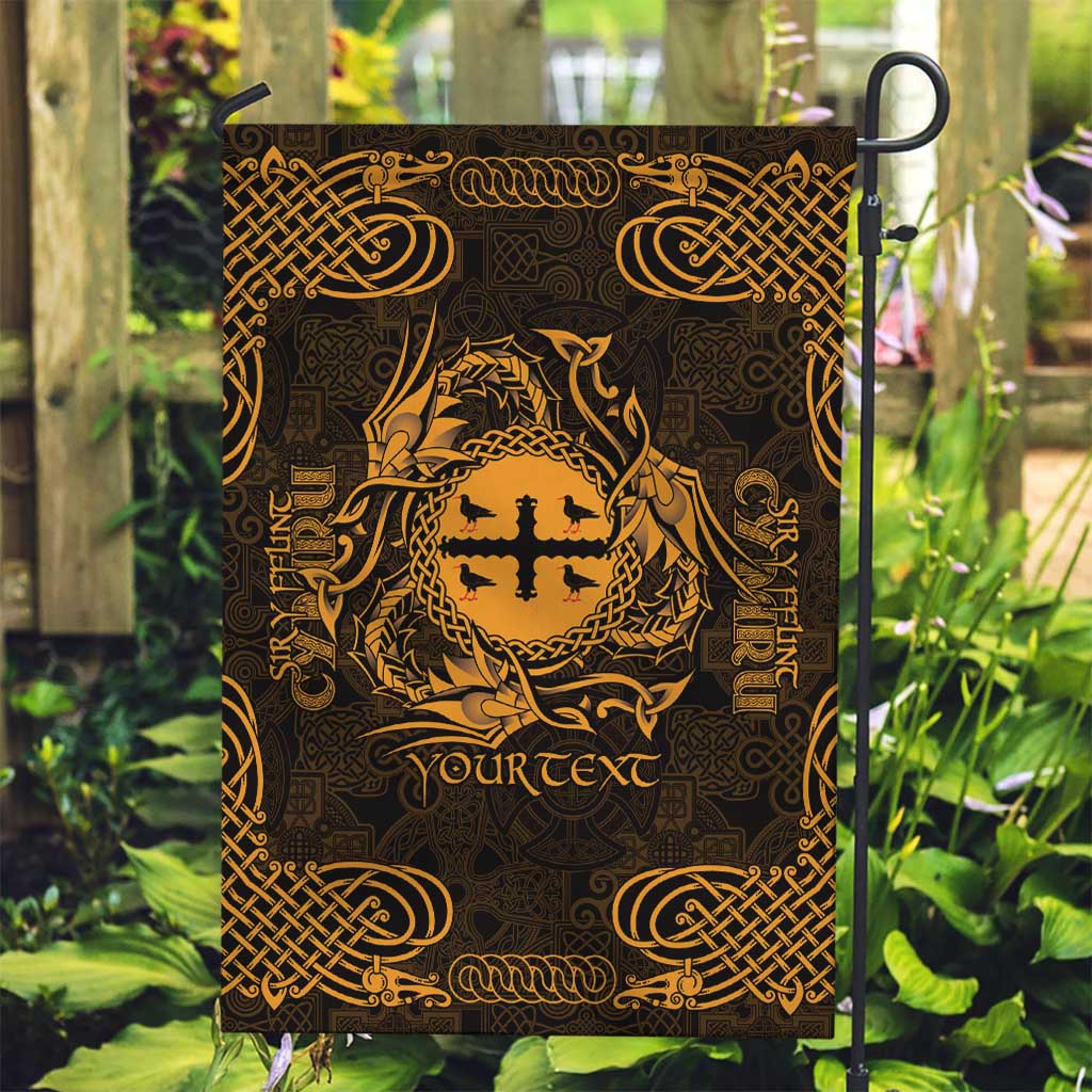 Personalized Flintshire Sir y Fflint Garden Flag Gold Four Choughs Celtic-inspired - Wonder Print Shop