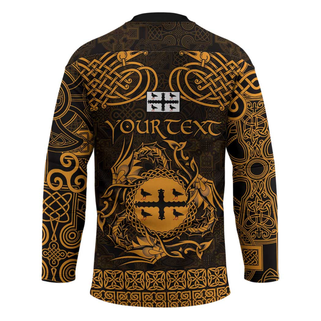Personalized Flintshire Sir y Fflint Hockey Jersey Gold Four Choughs Celtic-inspired - Wonder Print Shop