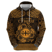 Personalized Flintshire Sir y Fflint Hoodie Gold Four Choughs Celtic-inspired - Wonder Print Shop