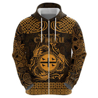 Personalized Flintshire Sir y Fflint Hoodie Gold Four Choughs Celtic-inspired - Wonder Print Shop