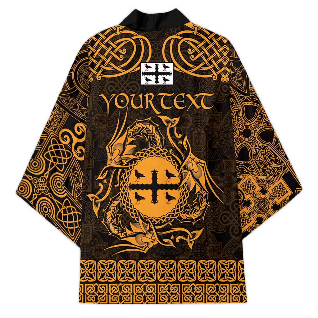 Personalized Flintshire Sir y Fflint Kimono Gold Four Choughs Celtic-inspired - Wonder Print Shop