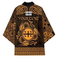 Personalized Flintshire Sir y Fflint Kimono Gold Four Choughs Celtic-inspired - Wonder Print Shop