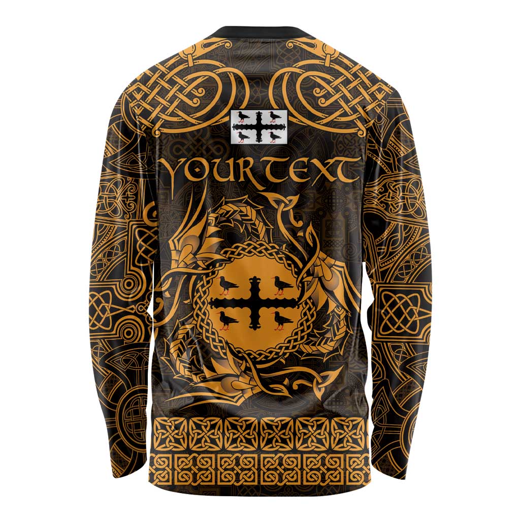 Personalized Flintshire Sir y Fflint Long Sleeve Shirt Gold Four Choughs Celtic-inspired - Wonder Print Shop
