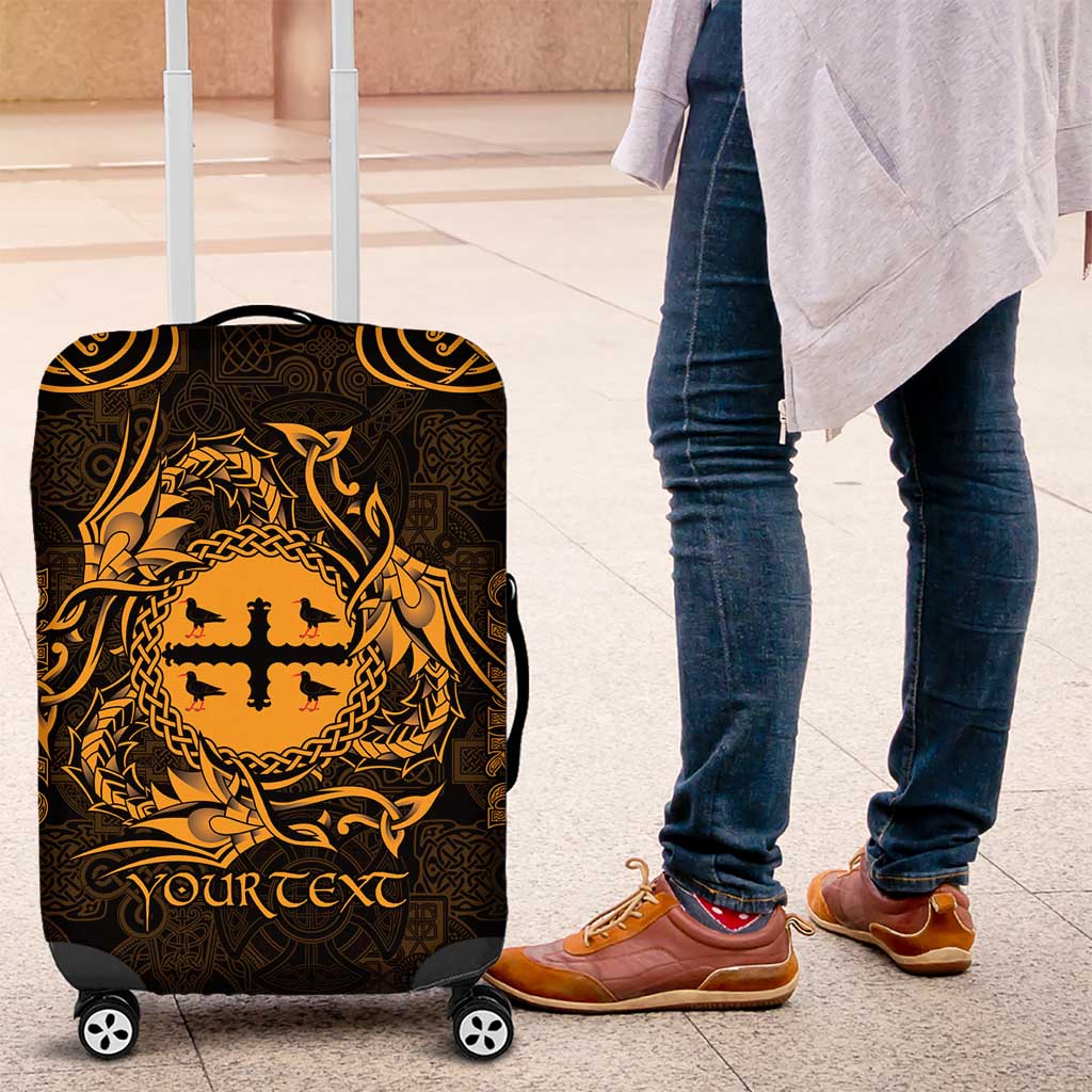 Personalized Flintshire Sir y Fflint Luggage Cover Gold Four Choughs Celtic-inspired - Wonder Print Shop