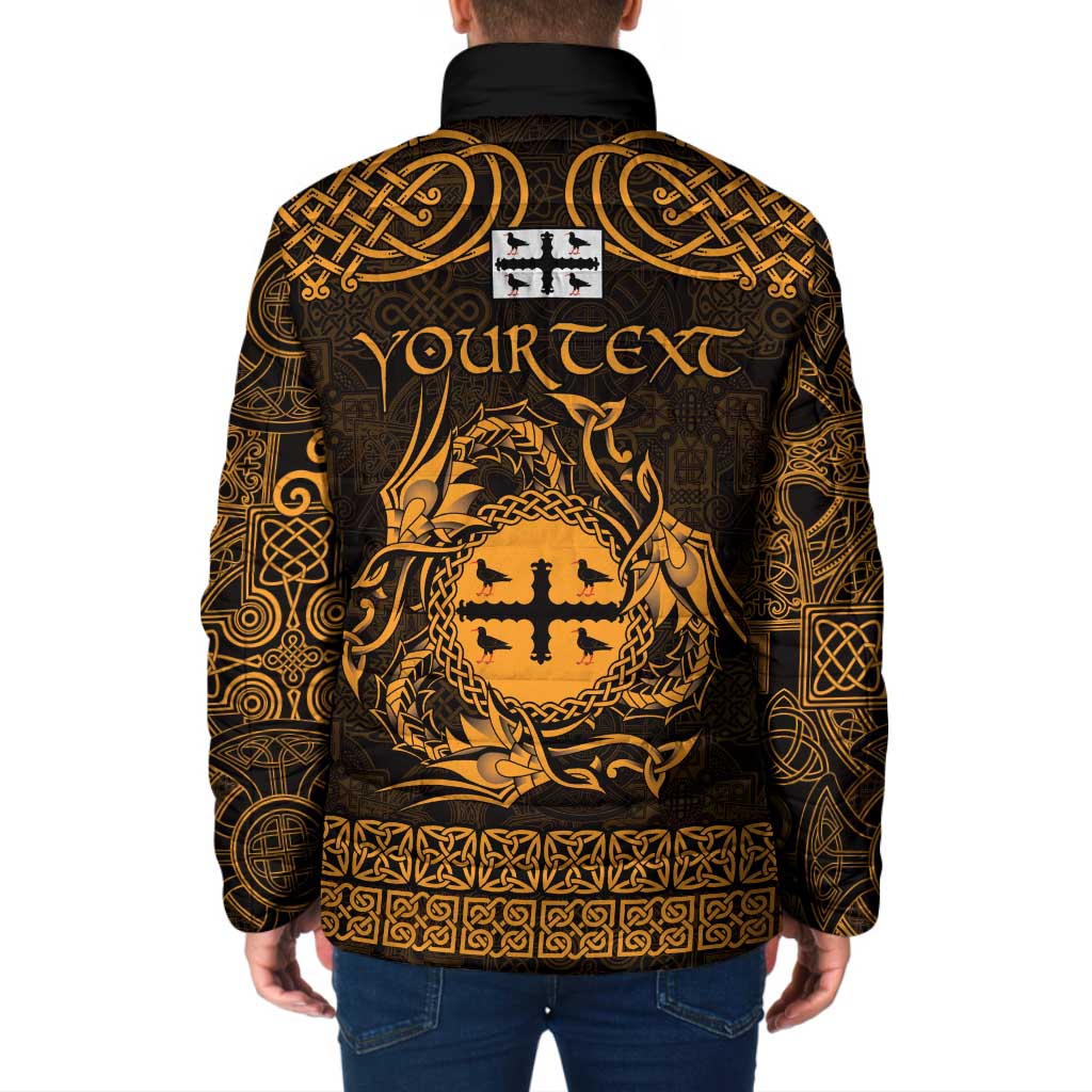 Personalized Flintshire Sir y Fflint Padded Jacket Gold Four Choughs Celtic-inspired - Wonder Print Shop