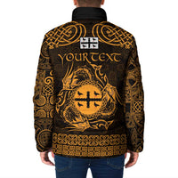 Personalized Flintshire Sir y Fflint Padded Jacket Gold Four Choughs Celtic-inspired - Wonder Print Shop