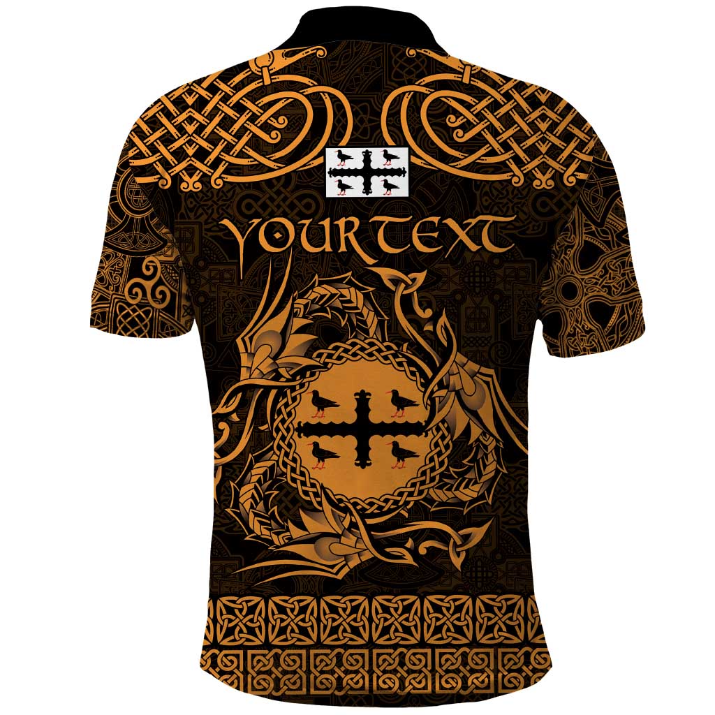 Personalized Flintshire Sir y Fflint Polo Shirt Gold Four Choughs Celtic-inspired - Wonder Print Shop