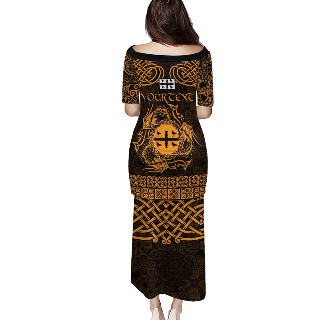 Personalized Flintshire Sir y Fflint Puletasi Gold Four Choughs Celtic-inspired - Wonder Print Shop