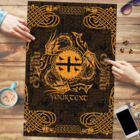 Personalized Flintshire Sir y Fflint Puzzle Gold Four Choughs Celtic-inspired - Wonder Print Shop
