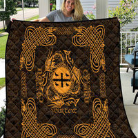 Personalized Flintshire Sir y Fflint Quilt Gold Four Choughs Celtic-inspired - Wonder Print Shop