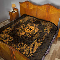 Personalized Flintshire Sir y Fflint Quilt Gold Four Choughs Celtic-inspired - Wonder Print Shop