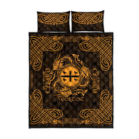 Personalized Flintshire Sir y Fflint Quilt Bed Set Gold Four Choughs Celtic-inspired - Wonder Print Shop