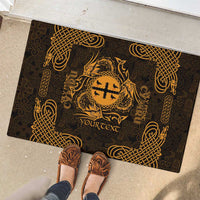Personalized Flintshire Sir y Fflint Rubber Doormat Gold Four Choughs Celtic-inspired - Wonder Print Shop