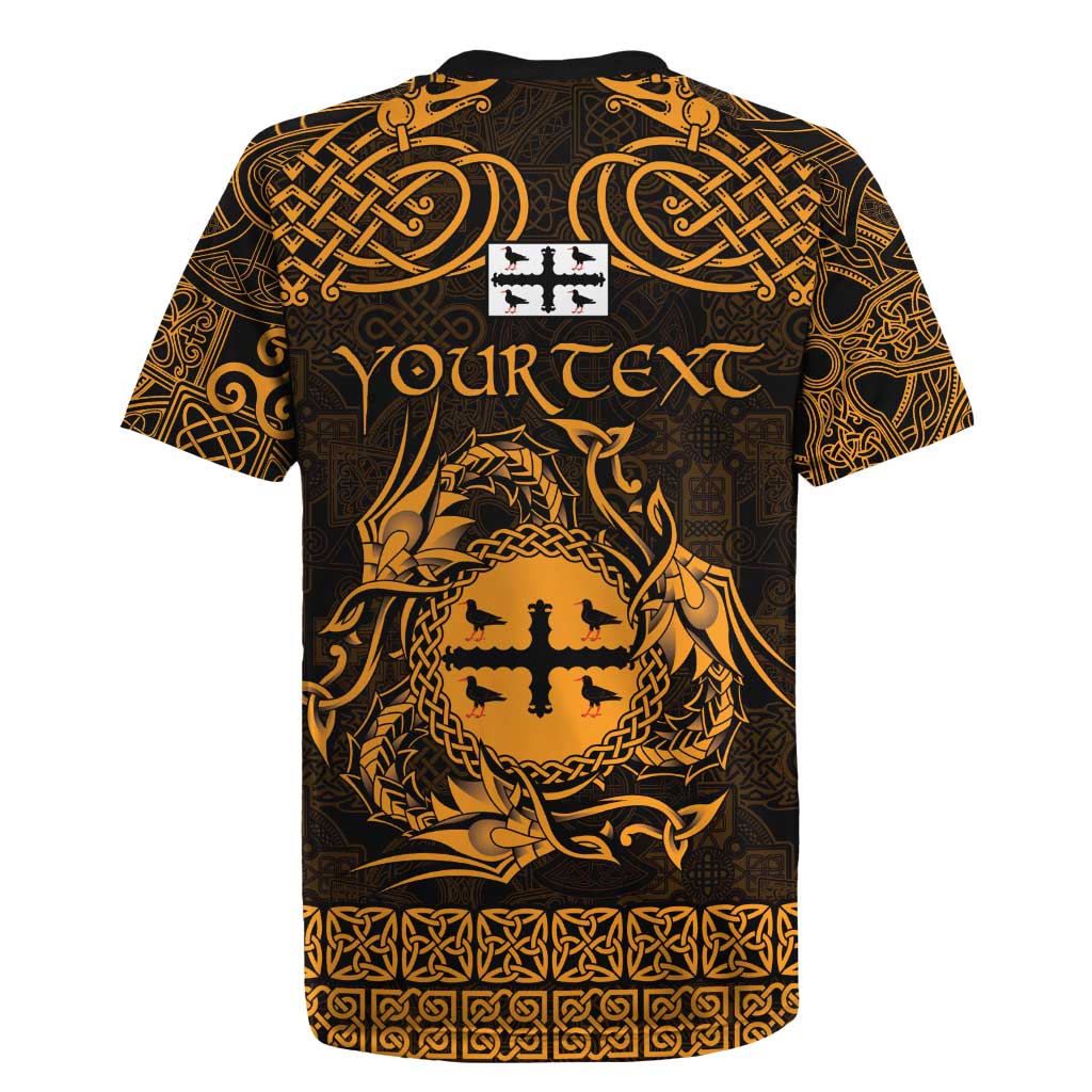 Personalized Flintshire Sir y Fflint Rugby Jersey Gold Four Choughs Celtic-inspired - Wonder Print Shop