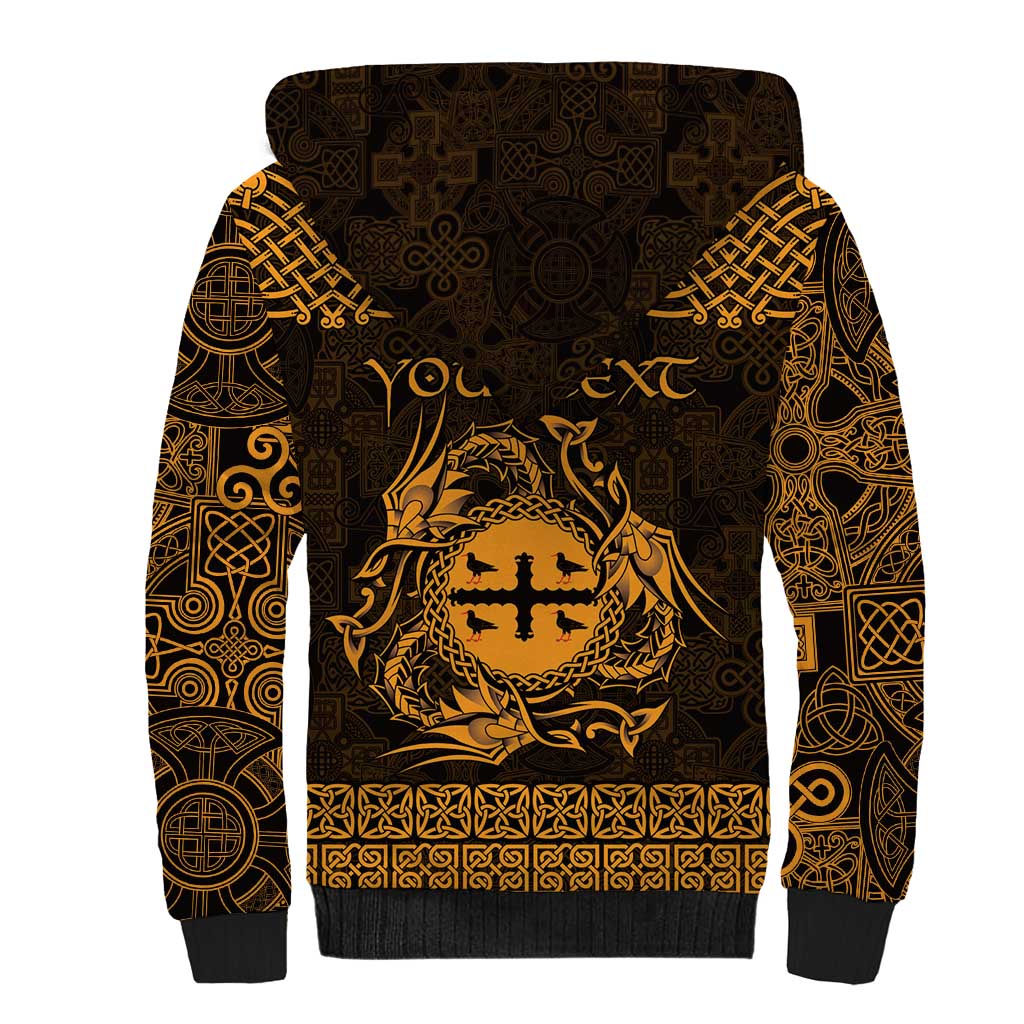 Personalized Flintshire Sir y Fflint Sherpa Hoodie Gold Four Choughs Celtic-inspired - Wonder Print Shop