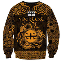 Personalized Flintshire Sir y Fflint Sweatshirt Gold Four Choughs Celtic-inspired - Wonder Print Shop