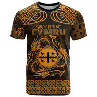 Personalized Flintshire Sir y Fflint T Shirt Gold Four Choughs Celtic-inspired - Wonder Print Shop