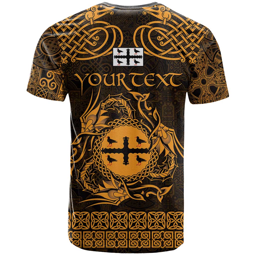 Personalized Flintshire Sir y Fflint T Shirt Gold Four Choughs Celtic-inspired - Wonder Print Shop