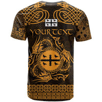 Personalized Flintshire Sir y Fflint T Shirt Gold Four Choughs Celtic-inspired - Wonder Print Shop