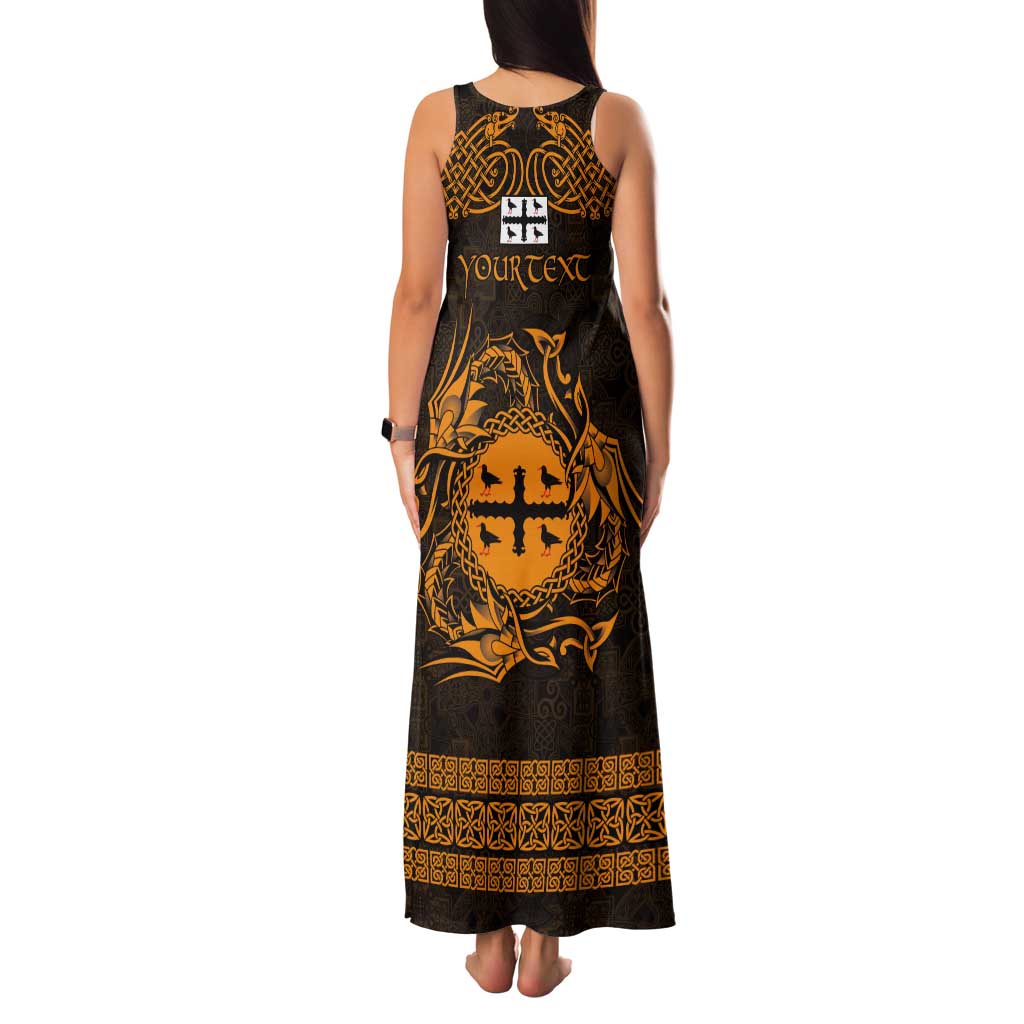Personalized Flintshire Sir y Fflint Tank Maxi Dress Gold Four Choughs Celtic-inspired - Wonder Print Shop
