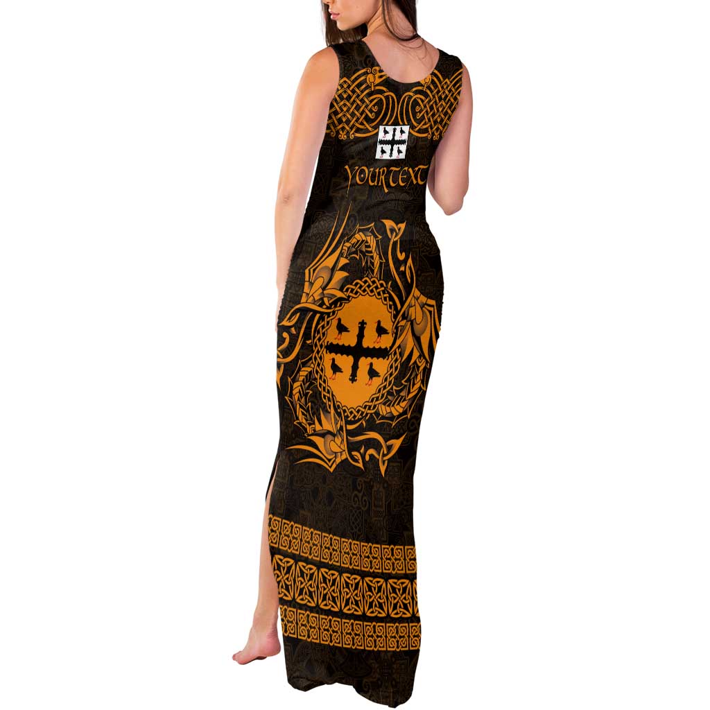Personalized Flintshire Sir y Fflint Tank Maxi Dress Gold Four Choughs Celtic-inspired - Wonder Print Shop
