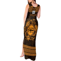 Personalized Flintshire Sir y Fflint Tank Maxi Dress Gold Four Choughs Celtic-inspired - Wonder Print Shop