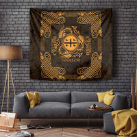 Personalized Flintshire Sir y Fflint Tapestry Gold Four Choughs Celtic-inspired - Wonder Print Shop
