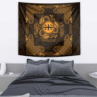 Personalized Flintshire Sir y Fflint Tapestry Gold Four Choughs Celtic-inspired - Wonder Print Shop