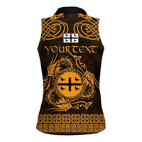Personalized Flintshire Sir y Fflint Women Sleeveless Polo Shirt Gold Four Choughs Celtic-inspired - Wonder Print Shop