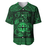 Personalized Flintshire Sir y Fflint Baseball Jersey Green Four Choughs Celtic-inspired - Wonder Print Shop