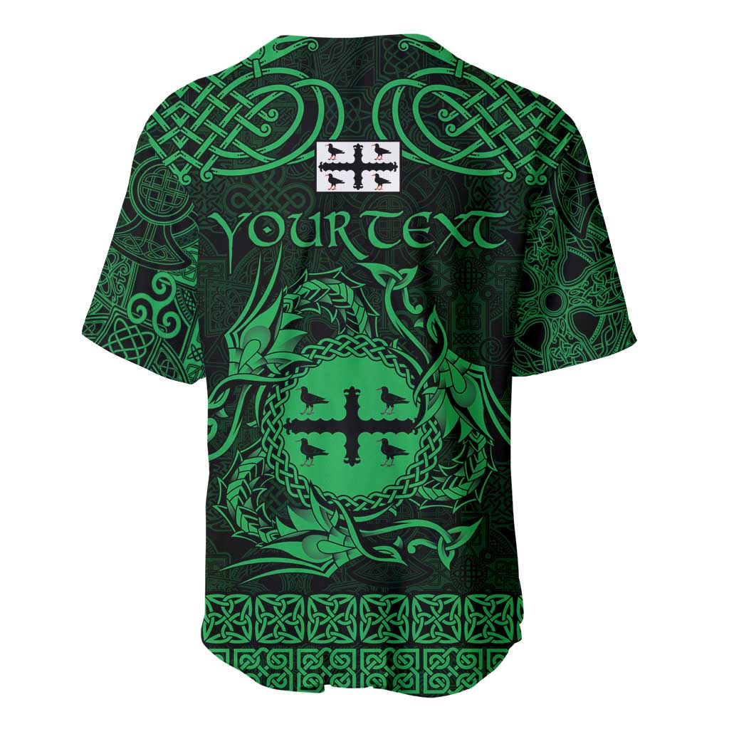 Personalized Flintshire Sir y Fflint Baseball Jersey Green Four Choughs Celtic-inspired - Wonder Print Shop