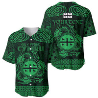 Personalized Flintshire Sir y Fflint Baseball Jersey Green Four Choughs Celtic-inspired - Wonder Print Shop