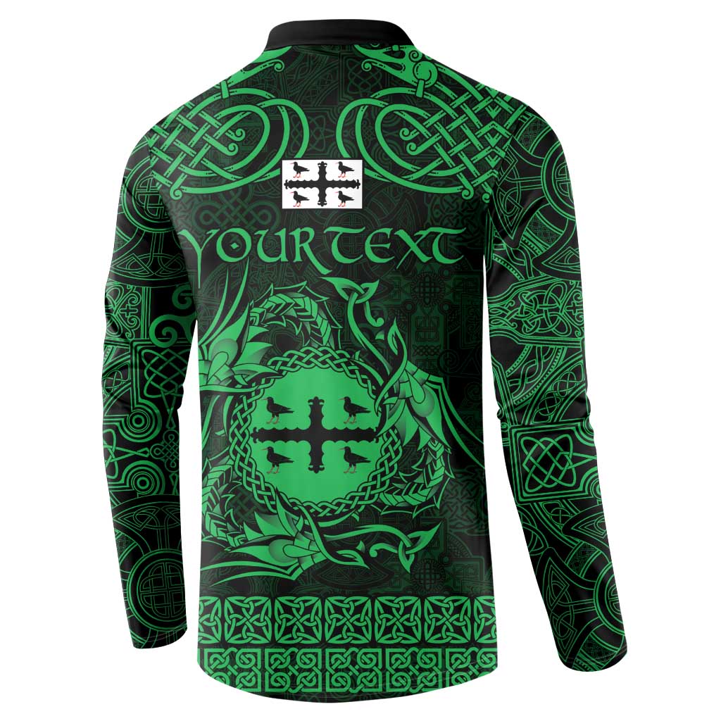 Personalized Flintshire Sir y Fflint Button Sweatshirt Green Four Choughs Celtic-inspired - Wonder Print Shop