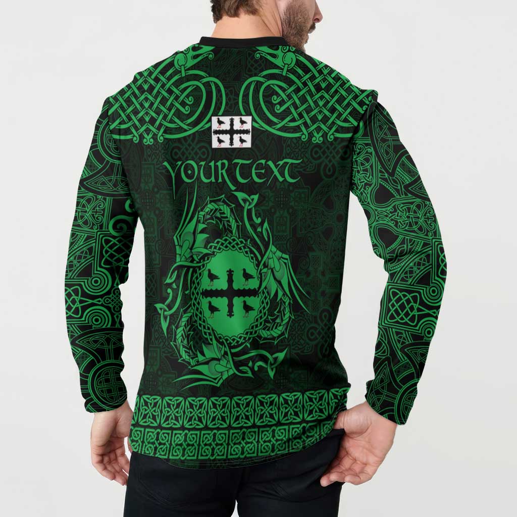 Personalized Flintshire Sir y Fflint Button Sweatshirt Green Four Choughs Celtic-inspired - Wonder Print Shop