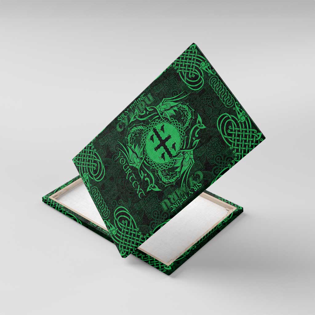 Personalized Flintshire Sir y Fflint Canvas Wall Art Green Four Choughs Celtic-inspired - Wonder Print Shop