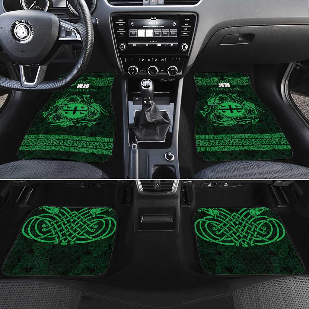 Personalized Flintshire Sir y Fflint Car Mats Green Four Choughs Celtic-inspired - Wonder Print Shop