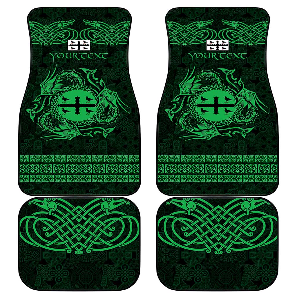 Personalized Flintshire Sir y Fflint Car Mats Green Four Choughs Celtic-inspired - Wonder Print Shop