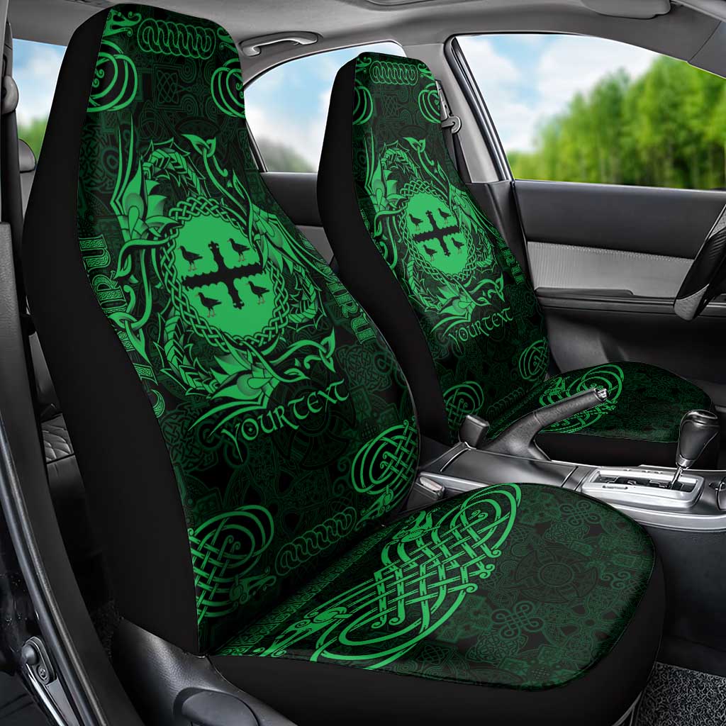Personalized Flintshire Sir y Fflint Car Seat Cover Green Four Choughs Celtic-inspired - Wonder Print Shop