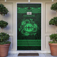 Personalized Flintshire Sir y Fflint Door Cover Green Four Choughs Celtic-inspired - Wonder Print Shop