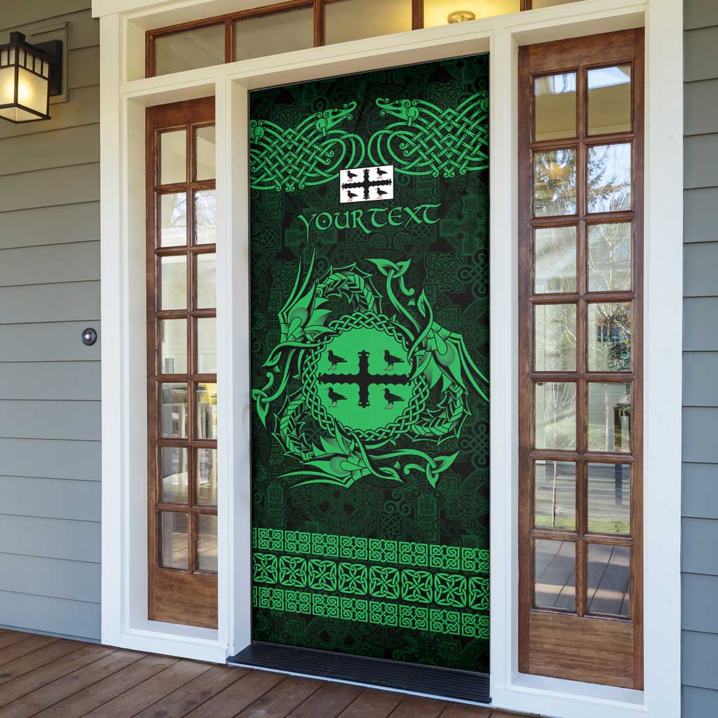 Personalized Flintshire Sir y Fflint Door Cover Green Four Choughs Celtic-inspired - Wonder Print Shop