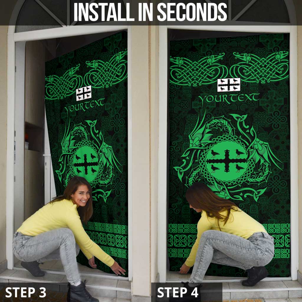 Personalized Flintshire Sir y Fflint Door Cover Green Four Choughs Celtic-inspired - Wonder Print Shop