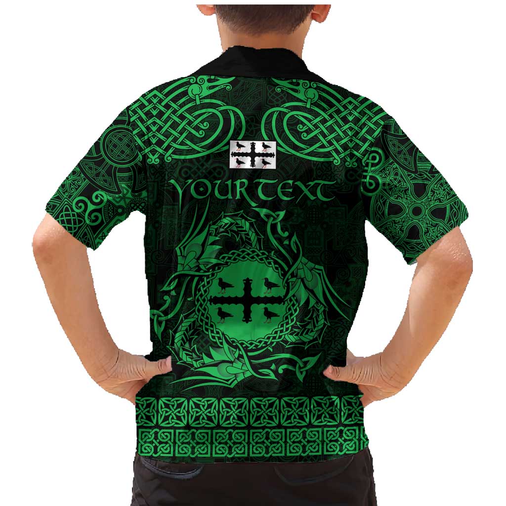 Personalized Flintshire Sir y Fflint Family Matching Mermaid Dress and Hawaiian Shirt Green Four Choughs Celtic-inspired - Wonder Print Shop