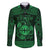 Personalized Flintshire Sir y Fflint Family Matching Off The Shoulder Long Sleeve Dress and Hawaiian Shirt Green Four Choughs Celtic-inspired - Wonder Print Shop