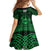 Personalized Flintshire Sir y Fflint Family Matching Off Shoulder Short Dress and Hawaiian Shirt Green Four Choughs Celtic-inspired - Wonder Print Shop