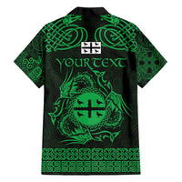 Personalized Flintshire Sir y Fflint Family Matching Tank Maxi Dress and Hawaiian Shirt Green Four Choughs Celtic-inspired - Wonder Print Shop